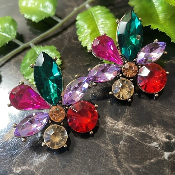 Crystal Colorful CZ Stud Earrings - Picture 7 of 14